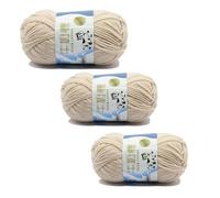 3 Rolls 50g Milk Yarn Knitting Cotton Yarn Soft DIY Hand Knitting Craft Crochet Thread for Shawl Sweaters Hats Scarves Handcrafts Crocheting Knitting