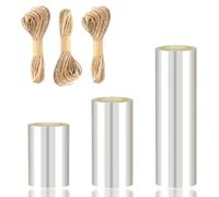 3 Rolls Acetate Cake Collars, 10cm/15cm/20cm x 10M Clear Thickened Acetate Sheets for DIY Baking Cakes, Chocolate Mousse, Cake Decorating - Transparent Cake Strips with 3 Rolls Strings