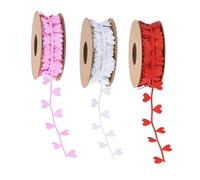 3 Rolls Assorted Color Silk Ribbons for Birthday and Wedding Love Heart Embossing Ribbon Elegant Gift Wrapping Tool Wide Ribbons