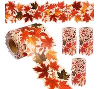 3 Rolls Autumn Bulletin Board Borders, Maple Leaves Board Borders, Self-Adhesive Fall Blackboard Border Trim for School Wall Whiteboard for Thanksgiving Day Decor