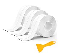 3 Rolls Bath Sealant Strip, Self Adhesive Caulk Tape Waterproof, Sealant Tape for Kitchen, Bathroom, Bathtub, Toilet, Shower, Wall Corner, Sink, with Sealing Tool (126 x 1.5in)