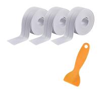 3 Rolls Bath Sealant Strip, Waterproof Caulk Strip Self Adhesive Sealing Tape, White Bathroom Sealant Tape for Toilet Bathtub Sink Wall Corner Kitchen, 1.5 x 126 Inch