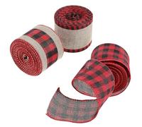 3 Rolls Christmas Burlap Ribbon Plaid 3 6.3cm Polyester Wrapping