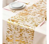 3 Rolls Christmas Table Runner 11"x108" Glitter Metallic Gold Xmas Table Runner Roll Organza Roll Gold Table Runners For Christmas Tables Decorations Thanksgiving Wedding Birthday Party