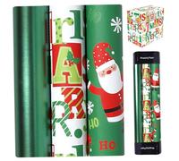 3 Rolls Christmas Wrapping Paper 1.4x9.8ft Vintage Christmas Wrapping Paper with Letters Santa for Decorations Rolls, Jumbo