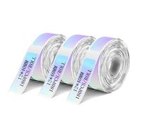3 rolls compatible with D30/P11 label tapes, 12 x 40 mm. Portable waterproof self-adhesive thermal labels ideal for organizing storage, home management, office use, and more. (Translucent holographic)