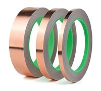 3 Rolls Copper Foil Tape, 66ft Double Sided Conductive Copper Foil Adhesive Tape Includes 6mm/12mm/25mm x 20m, Slug Snail Repellent Barrier Tape for EMI Shielding, Stained Glass, Electrical Repairs