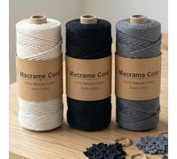 3 Rolls Cotton Macrame Cord 3mm x 50m, 100% Natural Braided Rope String, Thick Twisted Yarn for Plant Hangers Wall Hangings Bags Knitting Crafts, Red/Orange/Yellow