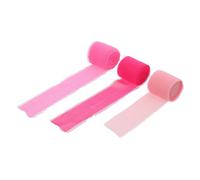 3 Rolls Frayed-Edge Chiffon Ribbon Set, Pink, 4cm X 5m Roll