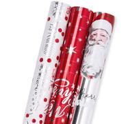 3 Rolls Gift Wrapping Paper for Christmas : 43cm x 3M Red White Metallic Glitter Foil Wrapping Paper, for Christmas, Birthday, Wedding, Party, Festival Gift Wrap