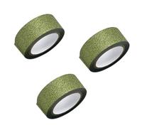 3 Rolls Glitter Washi Tape 15mm*5m Sparkling Decorative Tapes Self Adhesive Masking Tape for DIY Crafts Wrapping, Grass Green
