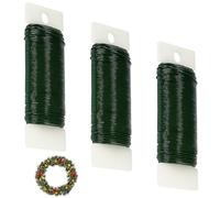 3 Rolls Green Coated Zinc Wires, 0.7mm Craft Binding Wires, 35m Per Roll, Florist Wire, Wreath Making Supplies, Ideal for Floral Arrangements and DIY Decorations