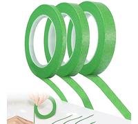 3 Rolls Green Masking Tape, Writable Heat Resistant Painters Masking Tape, 3MM/7MM/12MM Fine Line Thin Painters Tape for DIY Projects, Painting, Decorating, Art Supplies, School, Office (Green)