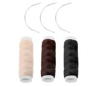 3 Rolls Hair Weaving Thread Sewing Threads and Needles Set Professional Hair Extension Tools Hair Extensions Thread with 3 Pcs C Shaped Needles for Making Wig DIY Hand Sewing Hair Weave Extension