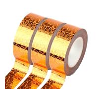 3 Rolls Holographic Glitter Washi Tape 15mm*5m Laser Decorative Tapes Self Adhesive Masking Tape for DIY Crafts Wrapping, Gold