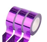3 Rolls Holographic Glitter Washi Tape 15mm*5m Laser Decorative Tapes Self Adhesive Masking Tape for DIY Crafts Wrapping, Purple