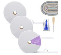 3 Rolls Jelly Roll Batting Strips for Rugs, Jelly Roll Fabric 2 1/2 Inch Width Total 150 Yards Cotton Blend Quilt Batting with Sasher Tool Awl Tube Maker Ruler Quilting for Upholstery Projects