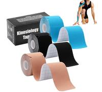 3 Rolls Kinesiology Tape Pre Cut, 5cm*5m KT Tape Sports Tape Elastic Self-Adhesive Bandage Strapping, Support Muscle Tape Physio Tape Kinesio Tape for Moleskin Ankle Knee, Breathable & Waterproof