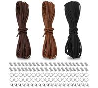 3 Rolls Leather Cord for Jewellery Making, 10M x 3mm Leather Laces Braiding String Lace Suede Cord for Necklace Bracelet DIY Crafts (Three colors)