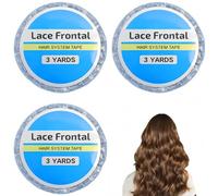 3 Rolls Of Hair Extensions Tape,Double Sided Tape,Wig Ta/pe,Extension Salon Blue Ta/pe,Double Sided Adhesive Lace Front Support Tap/e,Waterproof Lace Front Tap/e,Strong Hold Clear Glue(0.8cm*3 yard)
