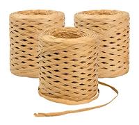 3 Rolls of Raffia Paper Ribbon, 200 m Raffia Paper Rope, Wrapping Ribbon for Gift Packaging, DIY Craft Decoration, DIY Weaving Florist (Brown)