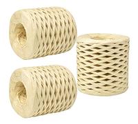 3 Rolls of Raffia Paper Ribbon, 200 m Raffia Paper Rope, Wrapping Ribbon for Gift Packaging, DIY Craft Decoration, DIY Weaving Florist (Natural)