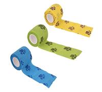 3 Rolls Pet Vet Wrap Self Adhesive Pet Elastic Bandage Vet Wrap Tape for Wrist, Ankle Sprains & Swelling, 3 Colors with Dog Paw Pattern