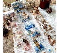 3 Rolls PET Washi Tape Set, People Scrapbook Stickers Tape, Transparent Tapes for Scrapbooking Accessories, Junk Journaling, Bullet Journal, DIY Crafts, Painting (Reading Time 1)