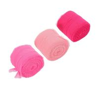 3 Rolls Pink Frayed Edge Chiffon Ribbon 4cm X 5 Yard Roll