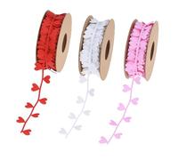 3 Rolls Polyester Love Heart Embossing Ribbon Silk Ribbon for Elegant Gift Decoration and Handmade Craft Wedding Supply Wide Ribbons