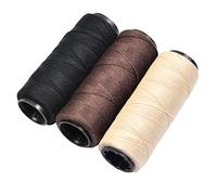 3 Rolls Sewing Threads Weaving Thread for Making Wigs Hand Sewing Hair Weft DIY (Black,Beige,Brown)