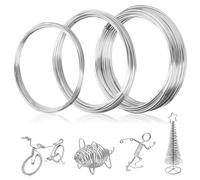 3 Rolls Silver Craft Wire 1 mm 1.5 mm 2 mm Aluminium Wire for Crafts Jewellery Wire Aluminium Wire Soft & Flexible for Jewellery Making, Packaging, Model Building, Sculpture Crafts (10 m/roll)