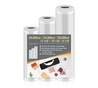 3 Rolls Vacuum Food Sealer Rolls, Vacuum Food Sealer Bags 28cm x 300cm & 25cm x 300cm & 20cm x 300cm, Vacuum Sealer Rolls, Vacuum Sealer Machine Bags