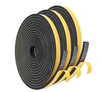 3 Rolls Weather Stripping Door Seal, Self Adhesive Draught Excluder Tape 15 Metres(L) x 6mm(W) x 3mm(T) for Doors Windows Air Conditioner, Black