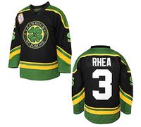 3 Ross The BOSS Rhea Hockey Jersey for Men,ST John's Shamrocks Stitched with EMHL Patch White Green Black, 3 Black, S