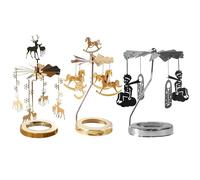 3 Rotary Candle Holder, Carousel Candle Holder, Rotating Tea Light Candle Holders, Metal Tea Light Candlestick for Home Decor Mom, Wedding