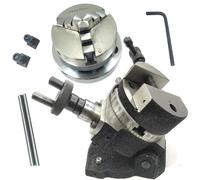 3" Rotary Tilting Table 4 slots with Vise + 65mm Self Centering 3 Jaw Chuck