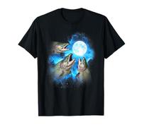3 Salmon Fish Howling at The Moon Colorful Blue T-Shirt