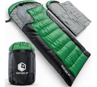 3-Season XXL Sleeping Bag, Extra Large - Lightweight, Comfortable, Water Resistant, Backpacking Sleeping Bag for Big and Tall Adults - Ideal for Hiking, Camping & Outdoor Adventures - Green/Grey