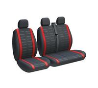 3 Seat For Kia For Rio 2009 Universal Car Seat Covers Van 2+1 Truc Seat Protective Front Seat Covers(3-Seater RED)