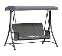 3 Seat Metal Fabric Backyard Patio Swing Chair with Canopy Top Outsunny
