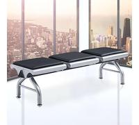 3-Seat Office Chair Set, Waiting Room Bench Set, Waiting Room Chairs, Reception Guest Benches, Cold-rolled Steel Frame, PU Leather Cushions, Non-slip Foot Pads, Airport, Hospital, Bank, Barb