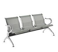 3-Seat Office Guest Reception Chairs, Waiting Area Furniture Bench with Backrest and Armrests, Commercial Seating for Airport Bank Hospital