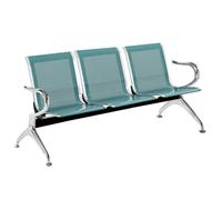 3-Seat Office Guest Reception Chairs, Waiting Area Furniture Bench with Backrest and Armrests, Commercial Seating for Airport Bank Hospital