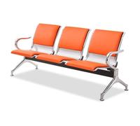 3-Seat PU Leather Reception Chairs, Durable Waiting Room Bench with Armrests for Office, Hospital, Bank & Public Spaces - Stylish Guest Seating Solution