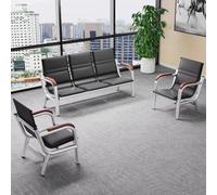 3-Seat PU Leather Waiting Room Bench with Arms and Backrest - Comfortable and Easy to Assemble Seating for Reception Areas and Entryways