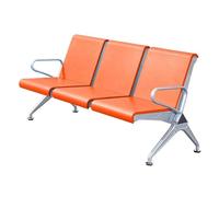 3-Seat Reception Bench with Armrests, Sturdy Waiting Chair for Office, Salon, Bank & Public Spaces, Vibrant Orange Upholstery