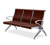 3-Seat Reception Bench with High Backrest & Armrests - Comfortable Waiting Chair for Airport Hospital Bank Salon - Public Space Office Furniture