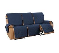 3 Seat Recliner Sofa Cover,Waterproof Recliner Slipcover Non Slip One Piece Sofa Cover,Cover for Reclining Couch with Elastic Straps,Washable Recliner Sofa Cover Furniture Protector(Navy Blue)