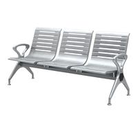 3-Seat Waiting Room Bench, Reception Guest Chairs with Armrests and Backrests, Cold-Rolled Steel Mesh Plate, Thickened Steel Pipe Beam, Perfect for Airport Business